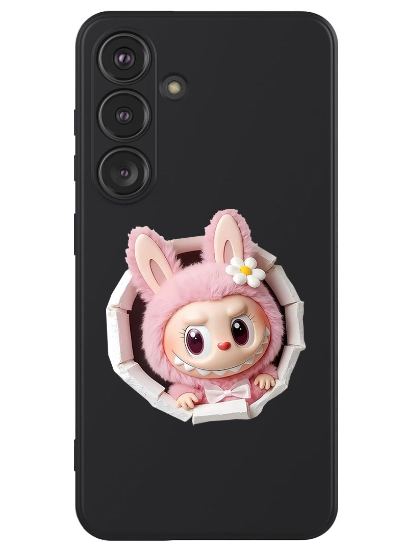 Theodor Protective Slim Fit Case Liquid Silicone Cover with Full Body Protection Anti-Scratch Shockproof Case For Samsung Galaxy S24 (Black) Labubu (9) - Image 1