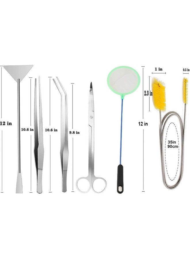 Qpets® 7 in 1 Aquarium Aquascaping Tools Kits, Stainless Steel Aquarium Plant Tools Tweezers Scissors Scrapers for Aquarium Tank Clean Fish Tank Aquascape Tools Sets - Image 2