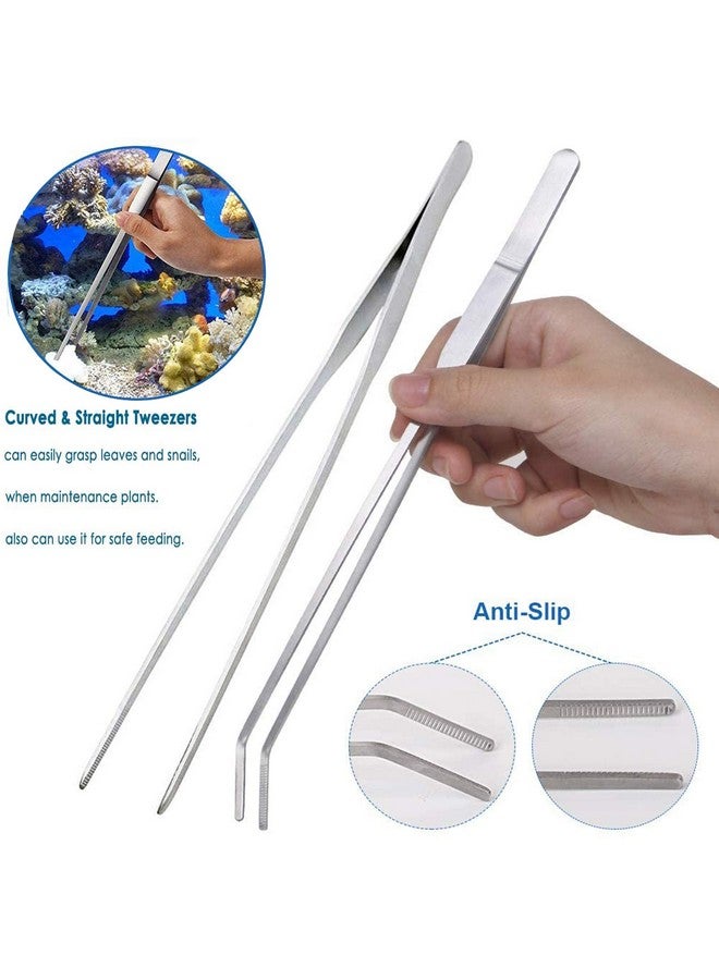 Qpets® 7 in 1 Aquarium Aquascaping Tools Kits, Stainless Steel Aquarium Plant Tools Tweezers Scissors Scrapers for Aquarium Tank Clean Fish Tank Aquascape Tools Sets - Image 3