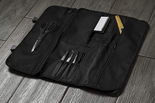 Asaya Chef Knife Roll Bag - 20 Total Pockets for Knives and Kitchen Utensils - Made with Stain Resistant Waxed Nylon - For Chefs and Culinary Students - Knives Not Included(Grey) - Image 5