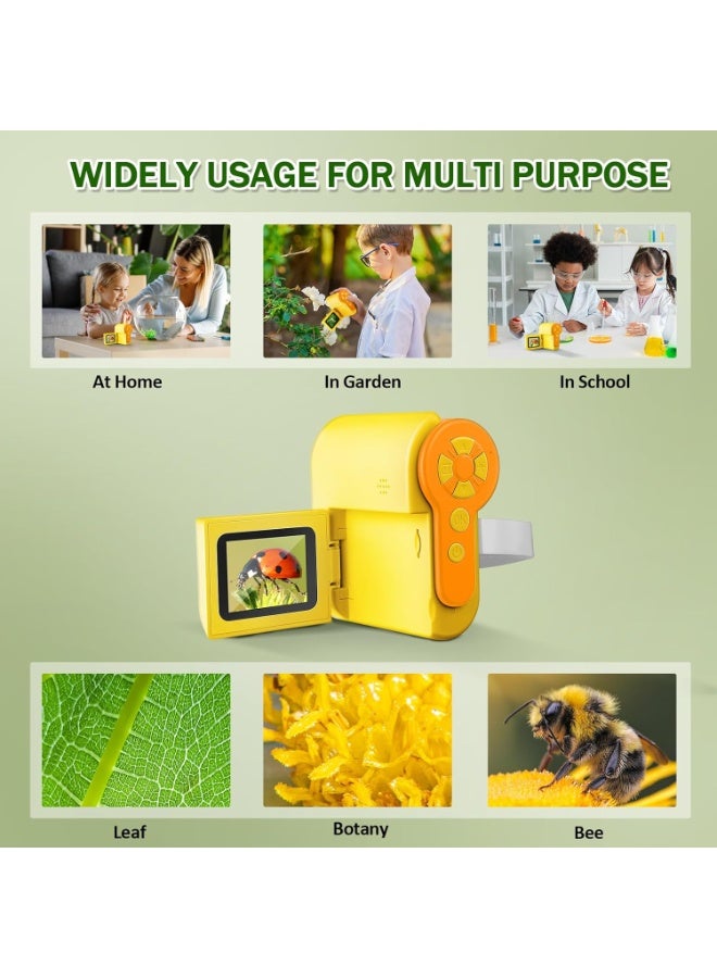 مجهر جيب للأطفال، شاشة LCD 2 بوصة، كاميرا مجهر رقمية، 32 جيجا، مجهر محمول باليد 100x-1000x، مع 6 مصابيح LED، مناسب كهدية عيد ميلاد للأولاد والبنات من سن 6 إلى 12 عامًا (أصفر). - Image 4