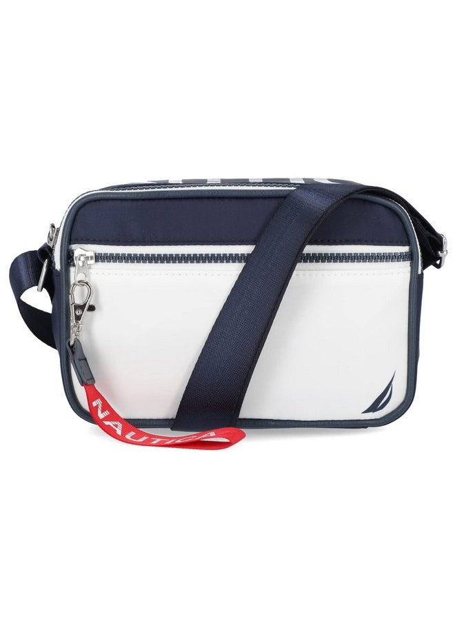 NAUTICA Womens High Seas Camera Crossbody Indigo White One Size Us  - Image 1