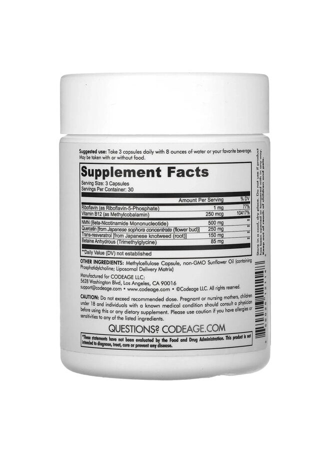 Codeage Liposomal NMN Platinum, 90 Vegetable Capsules  - Image 3