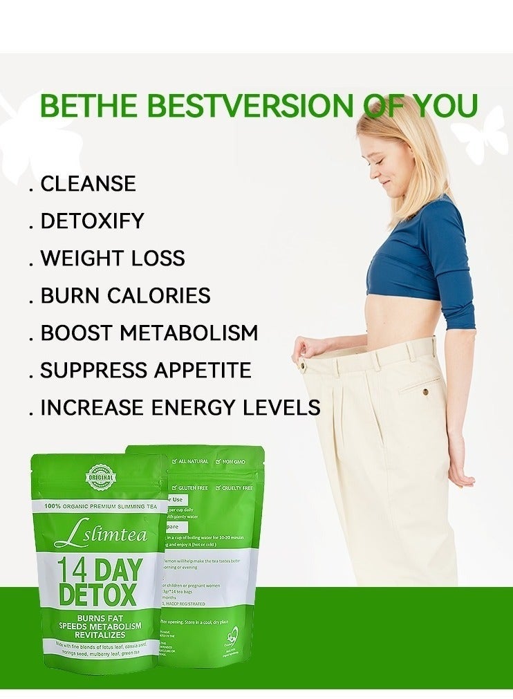 شاي ذكي شاي دي detox للتخلص من السموم، يدعم صحة الجهاز الهضمي والتمثيل الغذائي، 14 كيسًا - Image 5