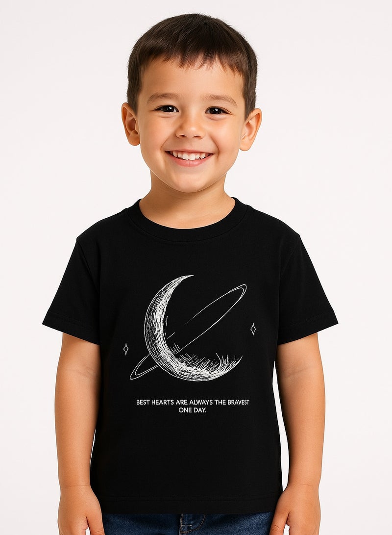 Summer T-Shirt for Boys - Cotton Blend Crew Neck Tee with Planet Print, Short Sleeves, Soft & Breathable - For Aged 3-11 Years  - Image 1
