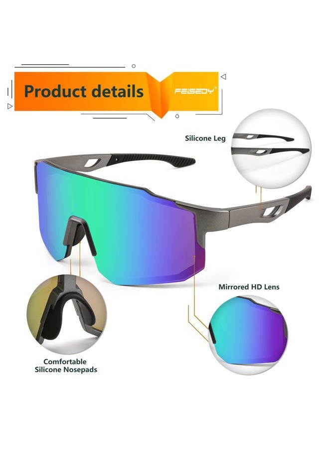 FEISEDY Sports Sunglasses Mens Women Baseball Biking Cycling Sunglasses for Teens UV400 Protection B2388 - Image 3