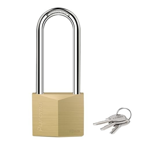 Puroma 1 Pack Keyed Padlock Waterproof Solid Brass Lock, 2.6 Inch Padlock with Keys for Sheds, Storage Unit School Gym Locker, Fence, Toolbox, Hasp Storage - Image 1