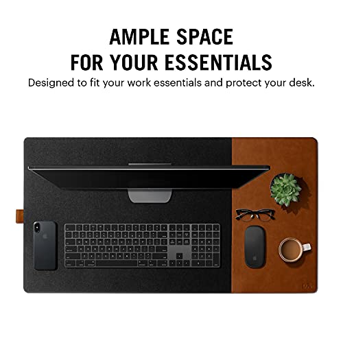 DailyObjects Combo Super Smooth Vegan Leather Reversible, Anti Slip, Water Resistent Felt Turf 2.0 Desk Mat | Vegan Leather Black Desk Tray Organiser - Set of 2 - Image 3