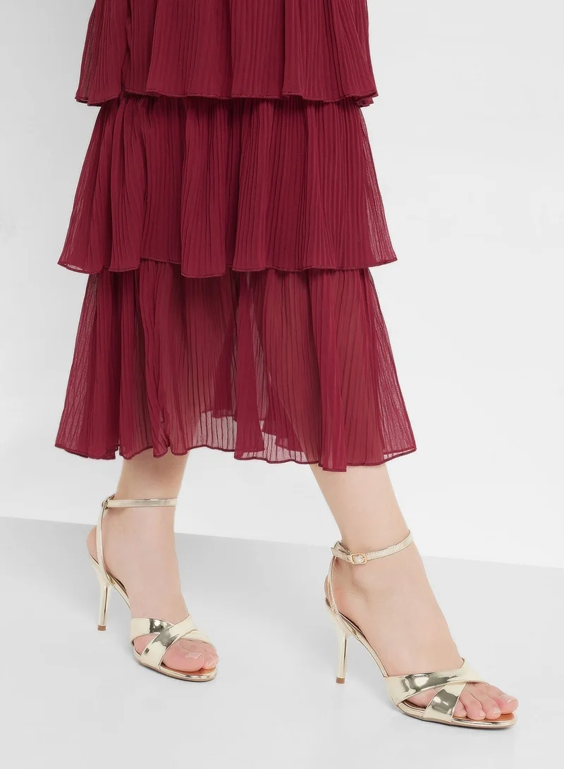 Ella Heeled Sandal With Crossover  Strap
