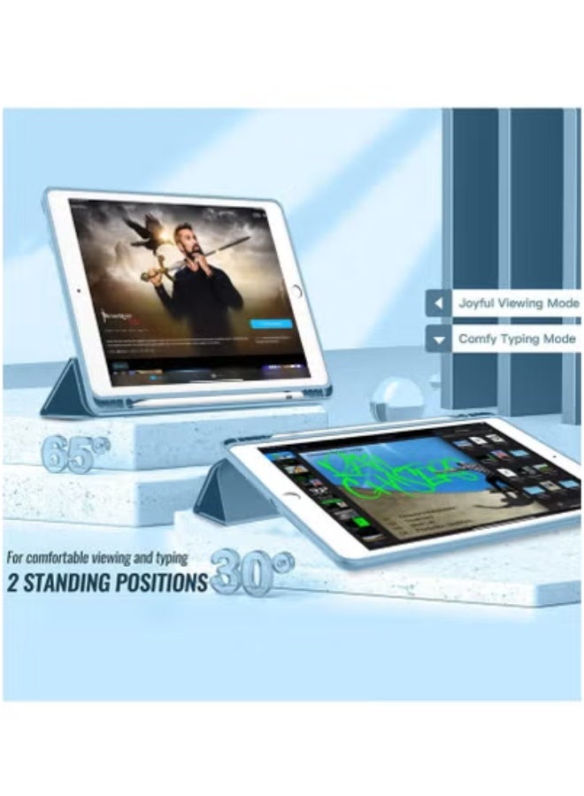 TIGER iPad 9th/8th/7th Generation 10.2-Inch Case – Slim Lightweight Smart Cover with Pencil Holder & Shockproof Transparent Back | Auto Wake/Sleep & Foldable Stand | Sky Blue Protective Case for iPad 2021/2020/2019 | Ideal for Students, Professionals & Everyday Use - Image 5