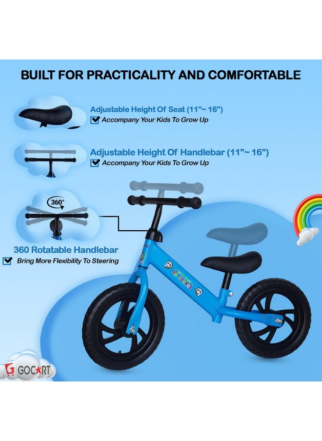 GOCART WITH G LOGO - GOCART WITH G LOGO Kids Training Bicycle Without Pedal for 1.5 to 3 Year Old Kids (Blue (Black MAG Wheel)) - Image 1