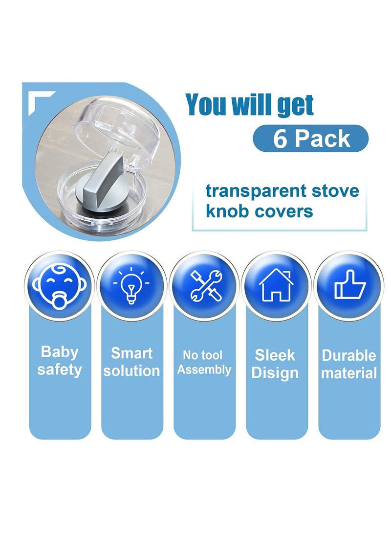 Excefore Transparent Stove Knob Covers Kitchen Gas Stove Knob Covers Safety Oven Knob Covers Toddler Child Proof Kitchen Safety Guard Easy to Install for Home Kitchen - Image 5