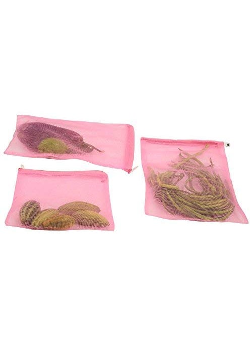 ARISERS One Step Ahead with the device of A Rising Sun ARISERS One Step Ahead with the device of A Rising Sun Plastic MultiPurpose Vegetables Fruits Mesh Fridge Storage Washable Zip Bags Standard Size Multicolour Pack of 9  - Image 2