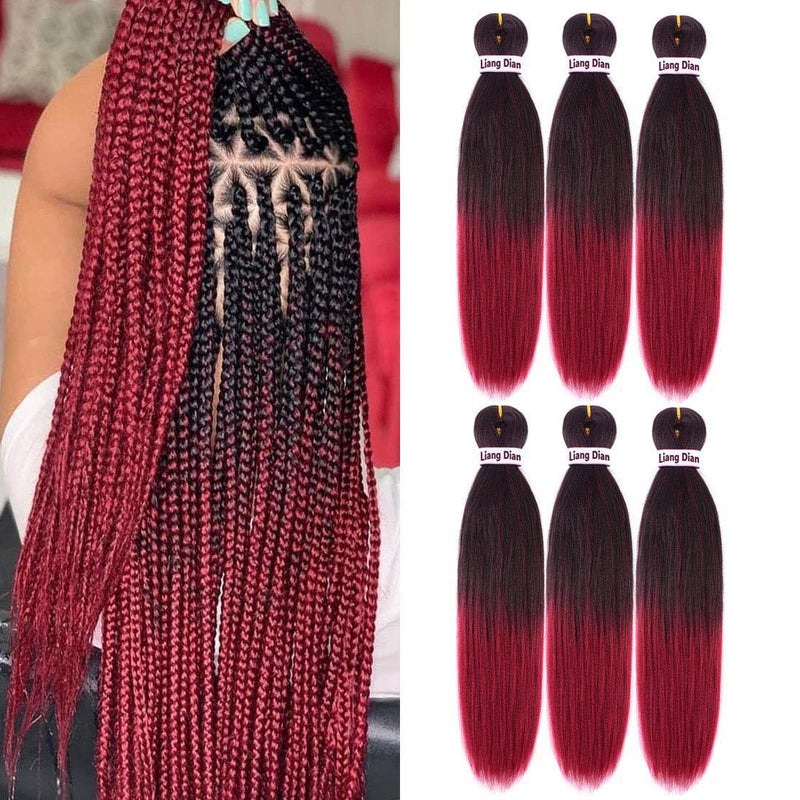 Liang Dian PreStretched Braiding Hair 22 inch 6 packs Hot Water Setting Synthetic Hair Crochet Braiding Hair Extension IBBug