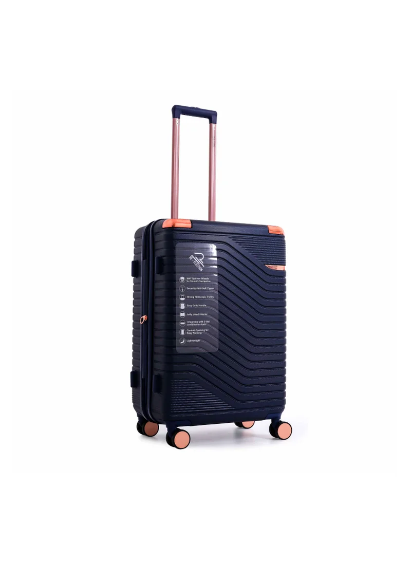 Reflection REFLECTION Saphir Premium Quality ABS Suitcase Lightweight Hardshell Metalic Corner Vertical Series Travel Luggage Trolley with 4 Spinner Wheels and TSA Lock 28 Inch 71 CM NAVY