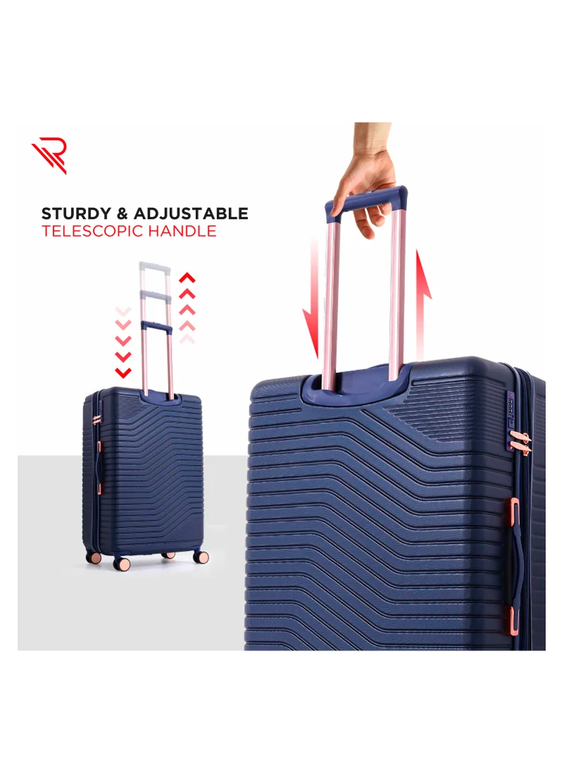 Reflection REFLECTION Saphir Premium Quality ABS Suitcase Lightweight Hardshell Metalic Corner Vertical Series Travel Luggage Trolley with 4 Spinner Wheels and TSA Lock 28 Inch 71 CM NAVY