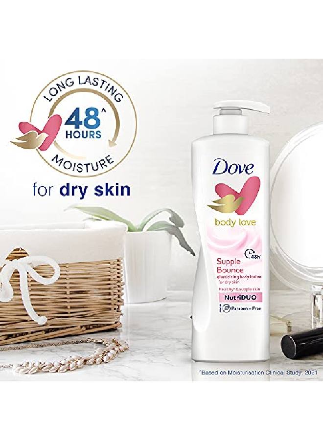 Dove لوشن الجسم المرن من سابل باونس لبشرة ناعمة ومرنة وترطيب لمدة 48 ساعة وخالي من البارابين ومرطب نباتي وسريع الامتصاص 400 مل - Image 4