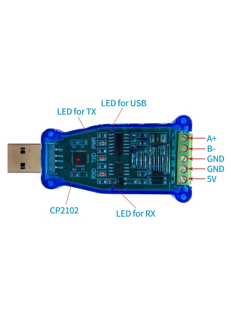 TECH SH-U10 USB to RS485 Converter with CP2102 Chip Compatible with Windows 7,8,10,Linux,Mac OS