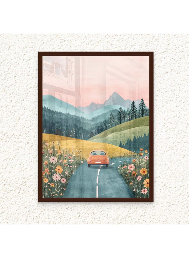 Art Decor Art Decor Framed Fine Art of Kids Mountain Scenery Portrait Colorful Nature-Inspired Print Wall Décor for Playroom Classroom Nursery Kid Bedroom Children Room Gifting - Image 1