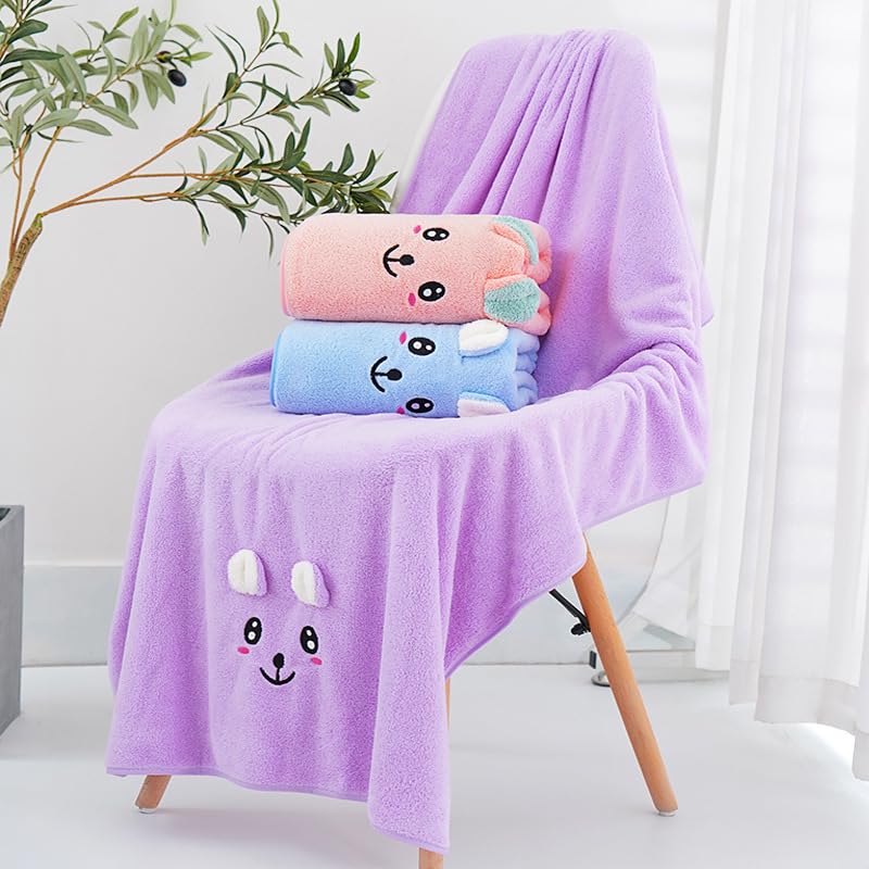 Uber World Bath Towels for Kids, Children, Toddlers, Micro Fiber, Size 100 x 55 CMS, 250 GSM, Pack of 1 - Image 2