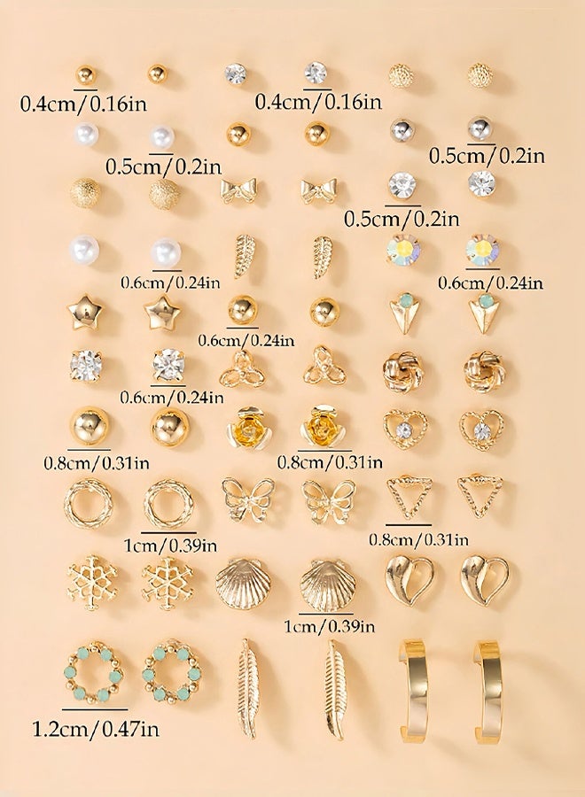 60 قطعة من الأقراط المميزة، أقراط ذهبية مرصعة للنساء وأقراط هندسية كبيرة أنيقة (النمط 3) - Image 2