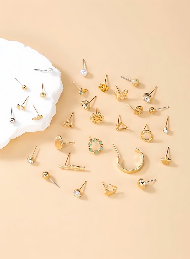 60 قطعة من الأقراط المميزة، أقراط ذهبية مرصعة للنساء وأقراط هندسية كبيرة أنيقة (النمط 3) - Image 3