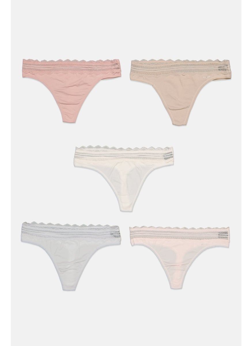 Tahari Women 5 Pack Pull-On Thong Panties, Off White  - Image 1