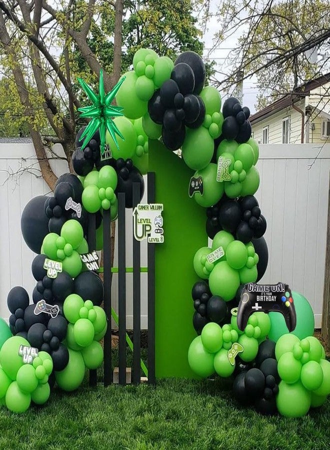 UAEYW 144Pcs Video Game Balloon Arch Garland Kit Green Black Silver Explosion Star Game Controller Mylar Balloons for Boys Kids Game On Level Favor Theme Birthday Party Decorations - Image 4
