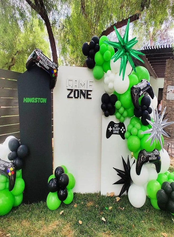 UAEYW 144Pcs Video Game Balloon Arch Garland Kit Green Black Silver Explosion Star Game Controller Mylar Balloons for Boys Kids Game On Level Favor Theme Birthday Party Decorations - Image 5