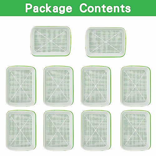 SDLDEER Seed Sprouting Tray 10 Pack, Microgreens Growing Trays Big Capacity Sprouts Growing Kit Soil-Free Sprouter Tray for Sprouting Seeds, Beans, Wheatgrass - Image 5