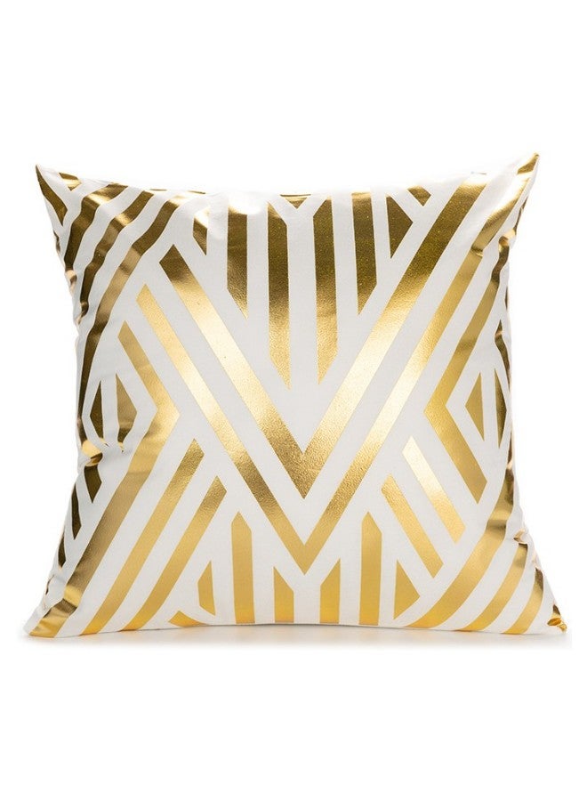 WAOKN Set of 4 European Classical Hot Stamping Plush Cushion Covers, 45 x 45 cm, Light Luxury Super Soft Short Hair Pillowcase, Golden Geometric Modern Decorative Pillowcase, Suitable for Bedroom Sofa Car - Image 4