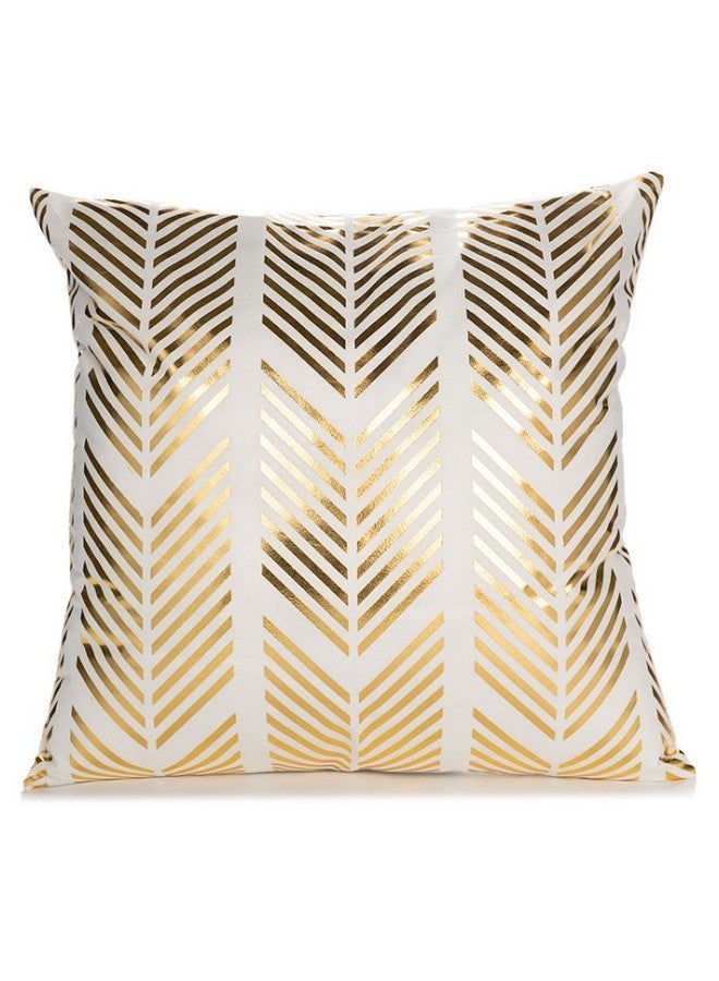 WAOKN Set of 4 European Classical Hot Stamping Plush Cushion Covers, 45 x 45 cm, Light Luxury Super Soft Short Hair Pillowcase, Golden Geometric Modern Decorative Pillowcase, Suitable for Bedroom Sofa Car - Image 3