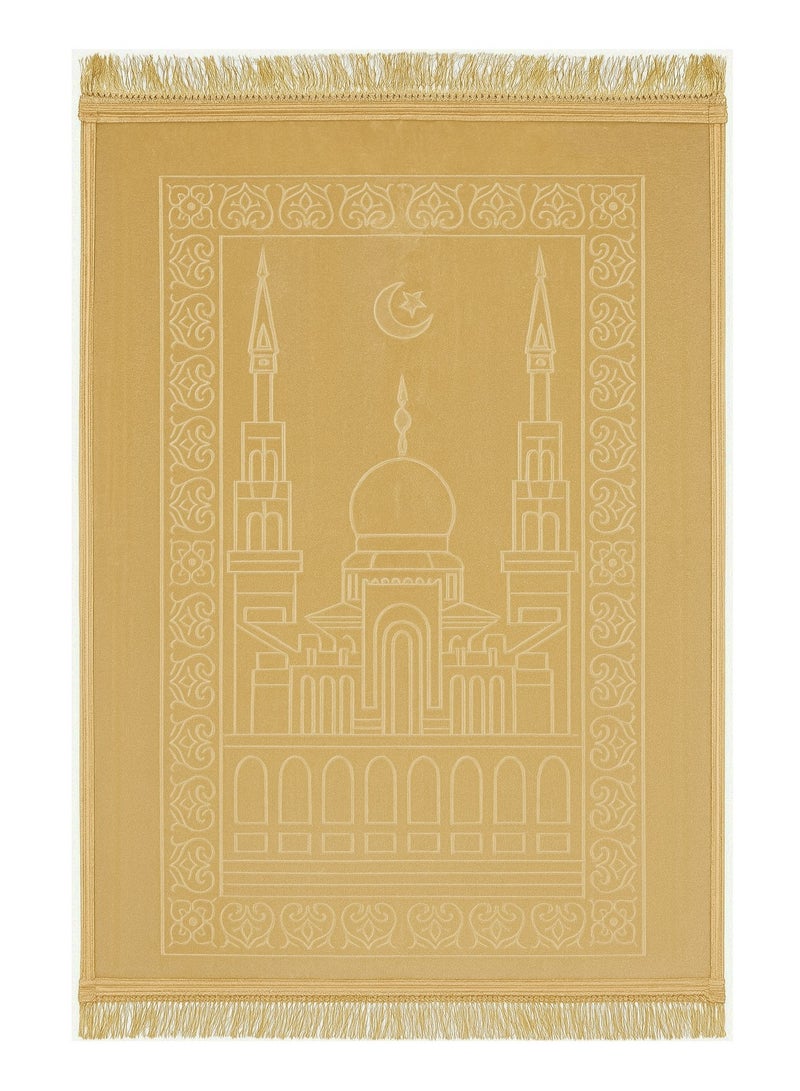 فابينني مجموعة من سجادتي صلاة إسلاميتين مانعتين للانزلاق، مقاس 80×120 سم، مريحة وعالية الجودة، لون بيج/كستنائي - Image 3