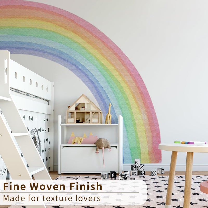funlife Fabric Large Wall Mural Stickers, Peel and Stick, Precut Giant Vibrant Half Watercolor Rainbow Wall Decals for Girls Bedroom Kids Nursery Room Playroom, Right Half Rainbow - Image 4