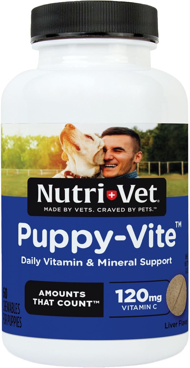 nutri vet Nutri-Vet Puppy-Vite Chewables for Puppies - Daily Vitamin & Mineral Support with Liver Flavor, 60 Count - Image 1