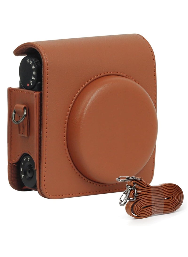 Camera Bag for Fuji Instax Mini 99 Instant Camera with Adjustable Shoulder Strap, Photo Frame, and Cartoon Stickers (Brown) - Image 1