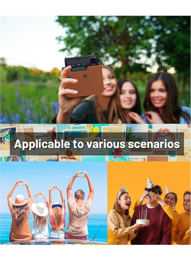 Camera Bag for Fuji Instax Mini 99 Instant Camera with Adjustable Shoulder Strap, Photo Frame, and Cartoon Stickers (Brown) - Image 5