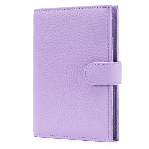 Karmiir RFID Passport Holder Travel Wallet for Women Leather Passport Cover Wallet with Card Holders SIM SlotsZippered Coins Pocket and Cash Slot Slim Compact Travel Wallet Taro Purple - Image 1