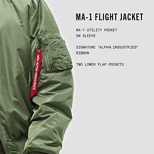 Alpha Industries MA-1 Bomber Flight Jacket - Fighter Pilot Flight Jacket - Sage, 2XS - Image 5