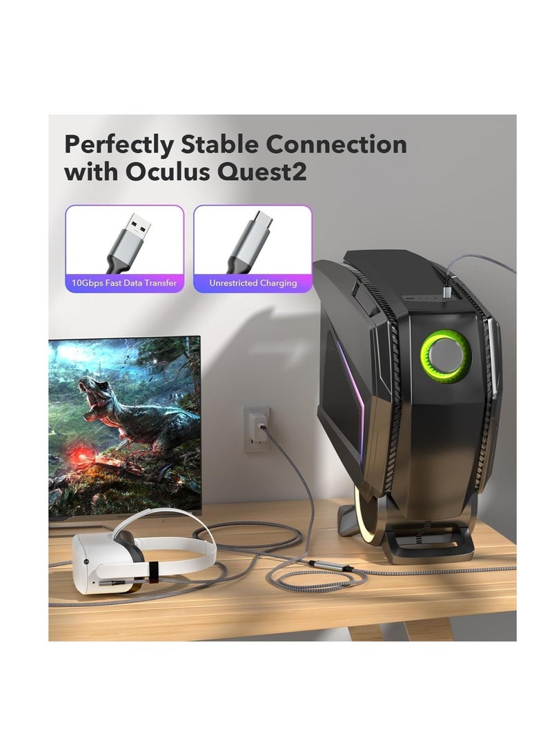 Anmi Link Cable 16 FT for Meta Oculus Quest 3, Quest 2/Pro Accessories, 3 in-1 Charging While Playing All Day, with USB C Sufficient Power for VR Headset - Image 5