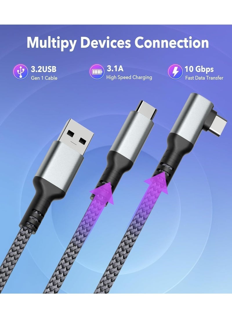 Anmi Link Cable 16 FT for Meta Oculus Quest 3, Quest 2/Pro Accessories, 3 in-1 Charging While Playing All Day, with USB C Sufficient Power for VR Headset - Image 2