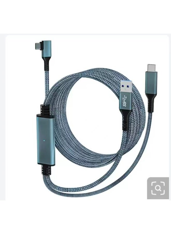 Anmi Link Cable 16 FT for Meta Oculus Quest 3, Quest 2/Pro Accessories, 3 in-1 Charging While Playing All Day, with USB C Sufficient Power for VR Headset - Image 1