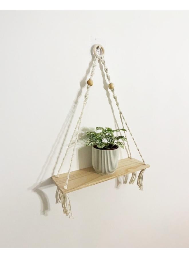 Antikiano Wooden Wall Shelf, Macrame Shelf, Living Room Decor, Stand Bookshelf. - Image 1