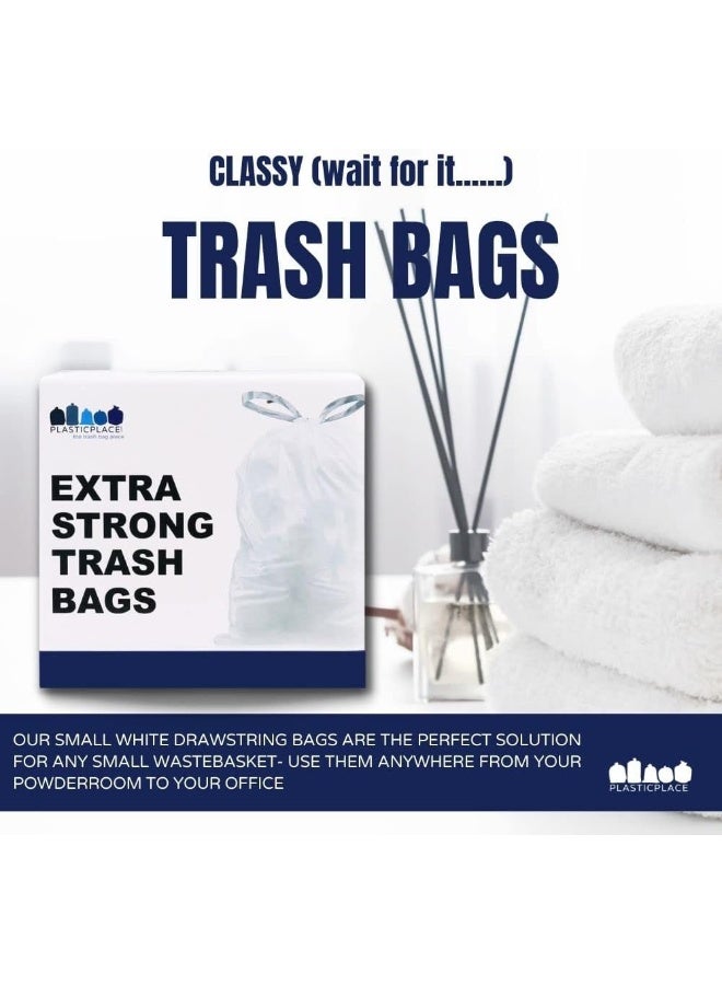 Plasticplace Plasticplace 6 Gallon Trash Bags │ 0.7 Mil │ White Drawstring Garbage Can Liners │ 17" x 20" (100 Count)  - Image 3