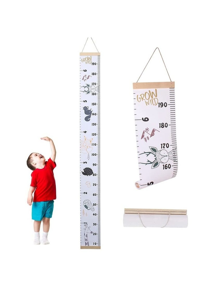 Captaintech Baby Height Growth Chart Wall Hanging Measuring Ruler for Kids, Canvas and Wood Removable Wall Hanging Portable Baby Growth Chart for Baby, Children, Boys, Girls - Image 1