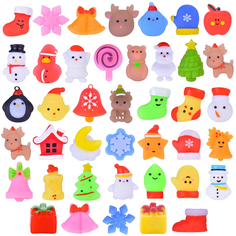 LeeHUR 50 Pcs Christmas Squishy Toys Christmas Party Favors Stocking Stuffers Xmas Gifts Kawaii Mochi Squishies Sensory Squeeze Toys for Kids Christmas Party Favors Stocking Stuffers Gifts - Image 3