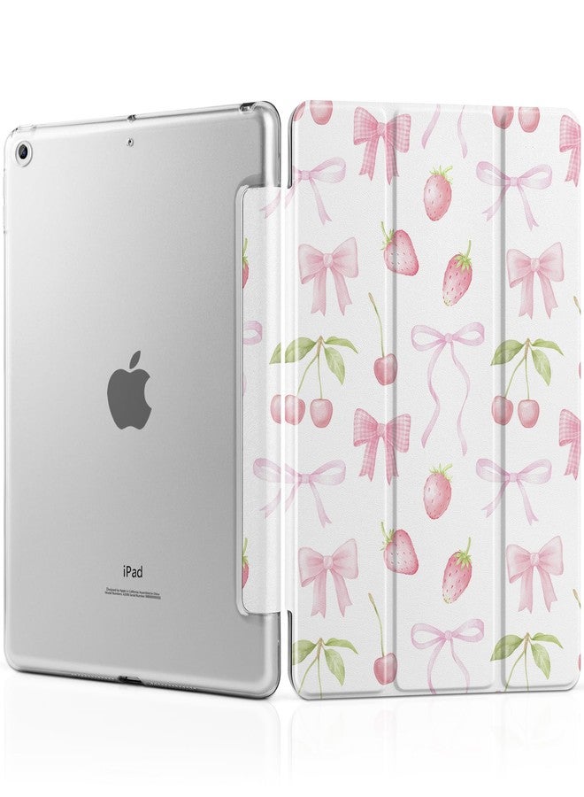 DONGKE جراب DONGKE متوافق مع iPad مقاس 10.2 بوصة (موديلات 2021، 2020، 2019)، غطاء بلاستيكي صلب شفاف ثلاثي الطي، ذكي وخفيف الوزن، يدعم خاصية التشغيل/الإيقاف التلقائي لجهاز iPad مقاس 10.2 بوصة من الجيل التاسع/الثامن/السابع - لون الكرز - Image 1