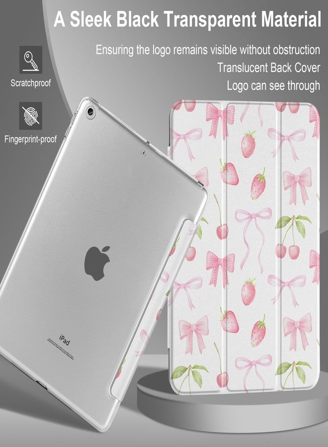 DONGKE جراب DONGKE متوافق مع iPad مقاس 10.2 بوصة (موديلات 2021، 2020، 2019)، غطاء بلاستيكي صلب شفاف ثلاثي الطي، ذكي وخفيف الوزن، يدعم خاصية التشغيل/الإيقاف التلقائي لجهاز iPad مقاس 10.2 بوصة من الجيل التاسع/الثامن/السابع - لون الكرز - Image 3