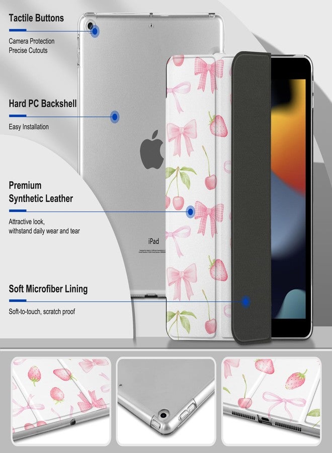 DONGKE جراب DONGKE متوافق مع iPad مقاس 10.2 بوصة (موديلات 2021، 2020، 2019)، غطاء بلاستيكي صلب شفاف ثلاثي الطي، ذكي وخفيف الوزن، يدعم خاصية التشغيل/الإيقاف التلقائي لجهاز iPad مقاس 10.2 بوصة من الجيل التاسع/الثامن/السابع - لون الكرز - Image 5