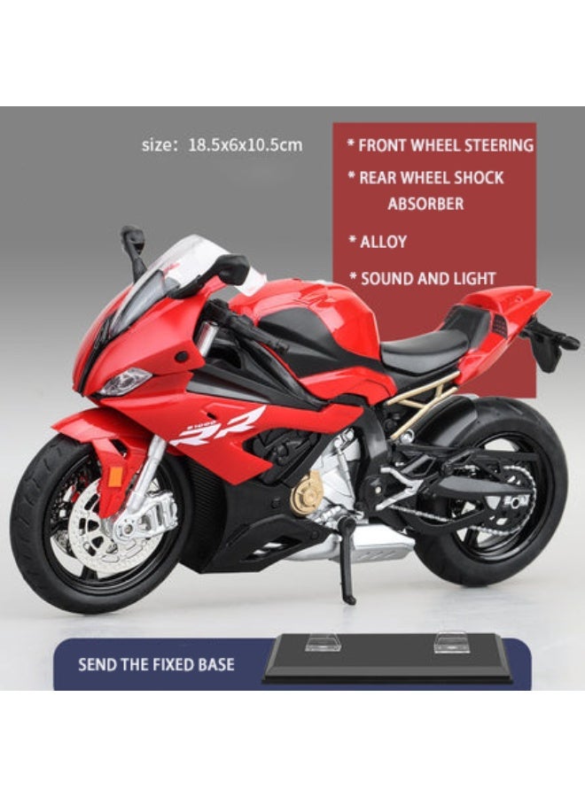 هالامودو 1:12 S1000RR سبائك دراجة نارية نموذج مع العرض قاعدة، محاكاة سبائك دراجة نارية نموذج مع الصوت والضوء، الرجوع للخلف وظيفة كول دراجة نارية لعبة، دراجة نارية مجموعة زخرفة لعبة، هدية مثالية للأطفال الأولاد الفتيات، لمجموعة وعرض، الأحمر/الأسود، 18.5*6*10.5 سم - Image 1